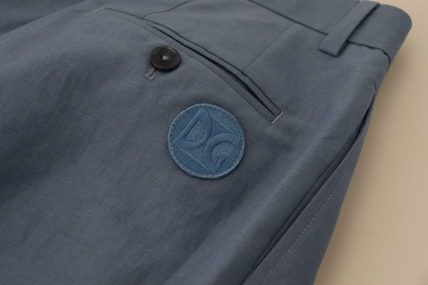 Blaue formelle Chinohose aus Leinen
