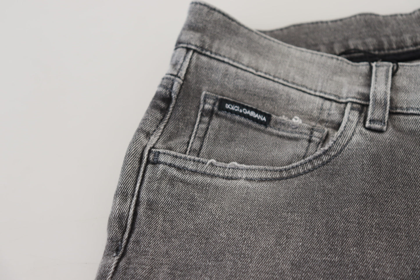 Graue Skinny-Jeans aus verwaschener Baumwolle