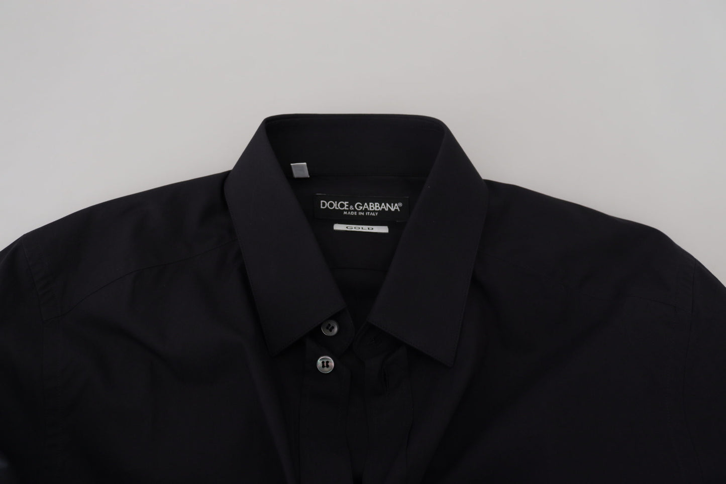 Schwarzes Slim Fit-Hemd aus Baumwolle mit GOLD-Print