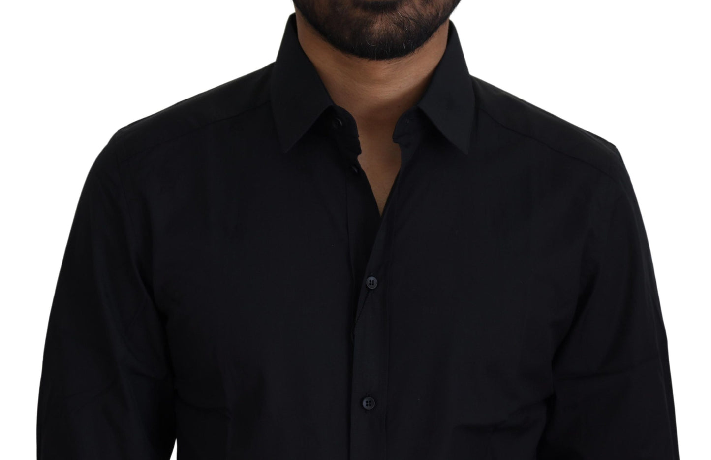 Schwarzes Slim Fit-Hemd aus Baumwolle mit GOLD-Print