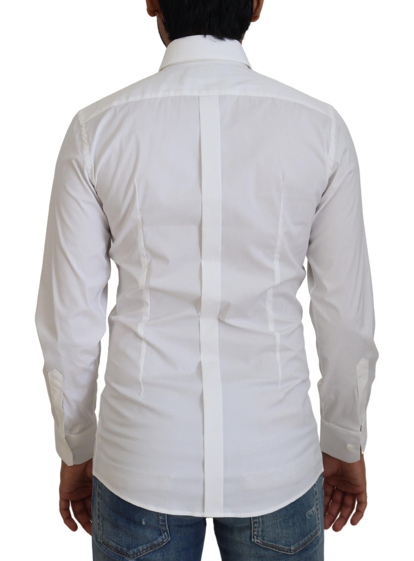 Weißes Slim Fit-Hemd aus Baumwolle mit GOLD-Print
