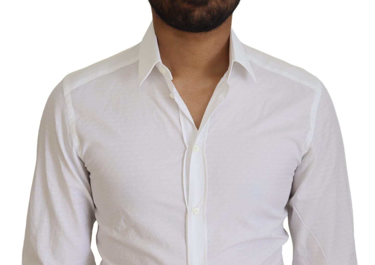 Weißes Slim Fit-Hemd aus Baumwolle mit GOLD-Print