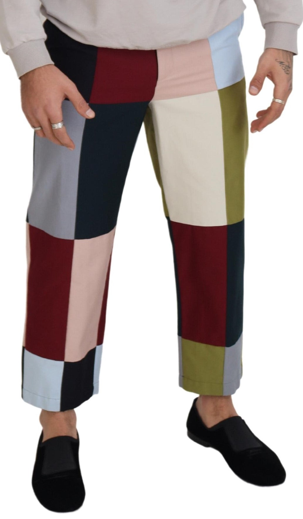 Mehrfarbige Patchworkhose aus Baumwolle