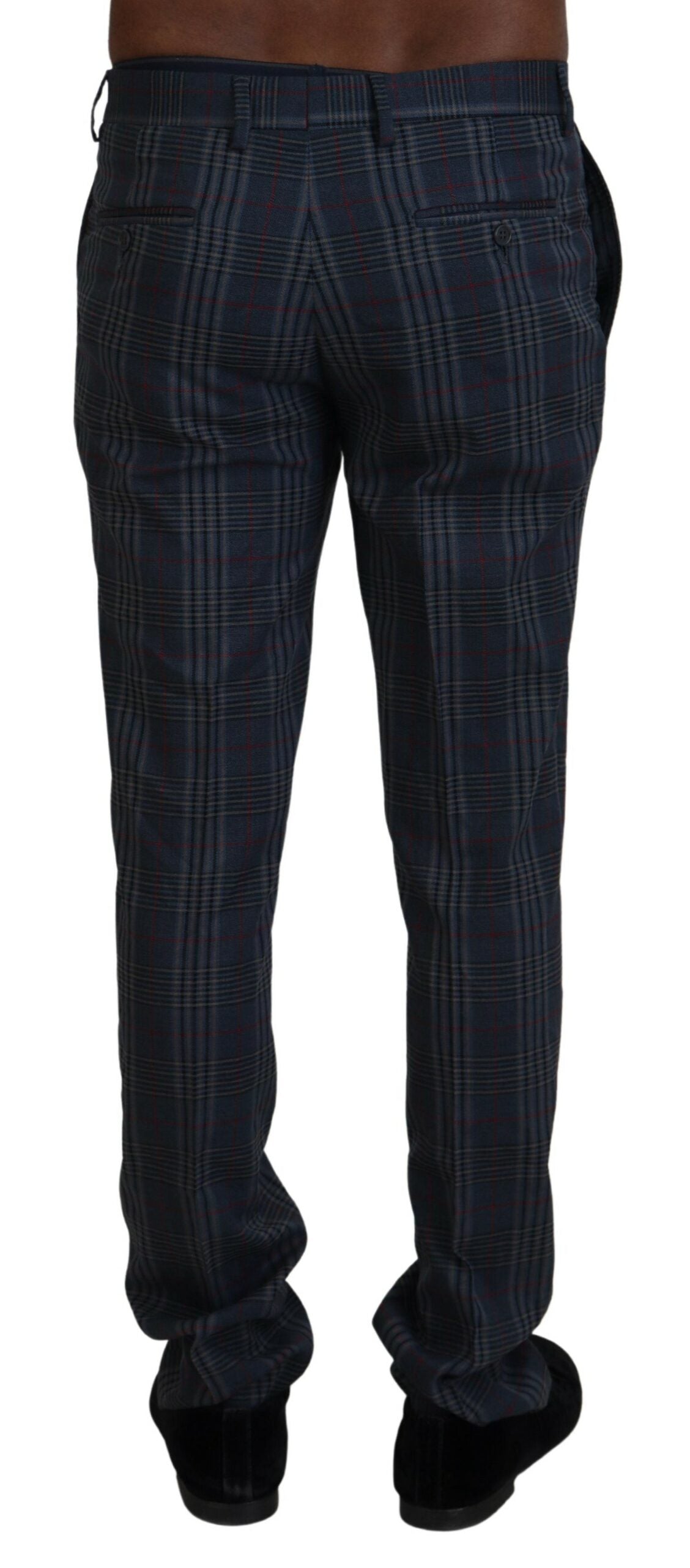 Graue Herrenhose aus reiner Wolle mit Karomuster