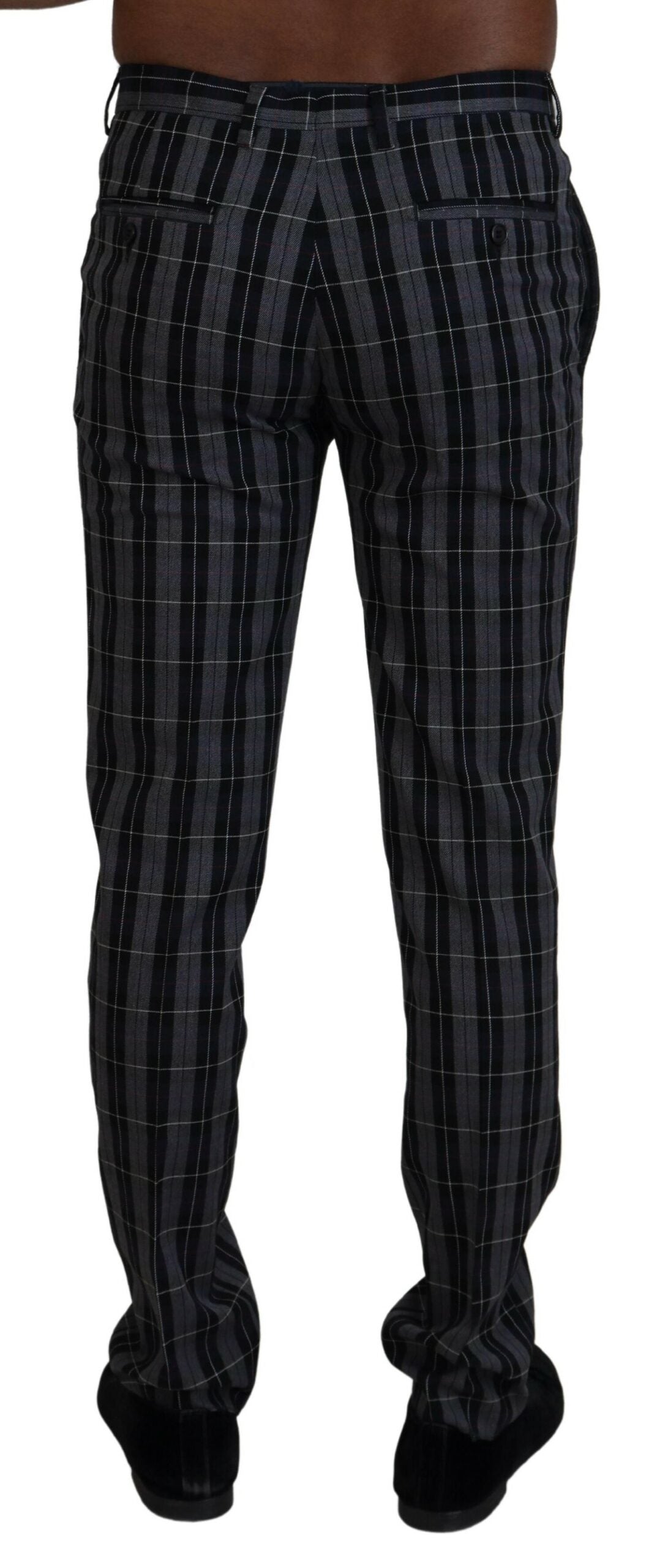 Grau karierte Slim Fit Herrenhose