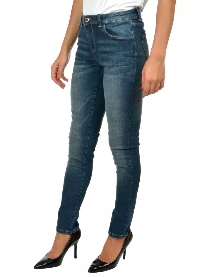 Blaue Skinny-Jeans aus Baumwolle für Damen
