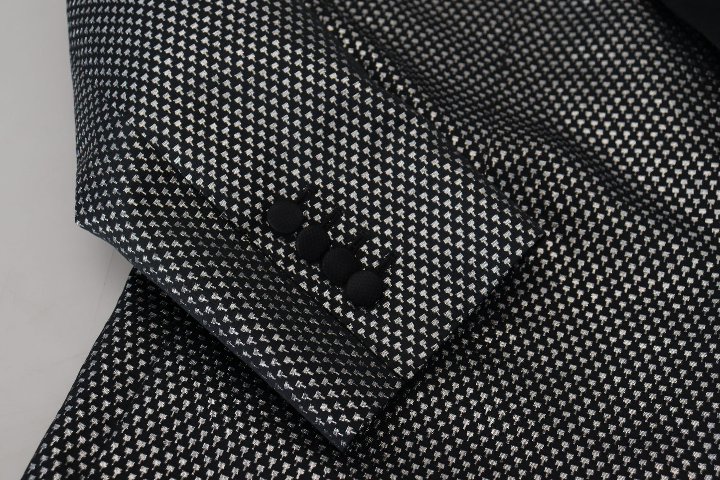 Schwarz-silberner Slim Fit Jacquard-Blazer