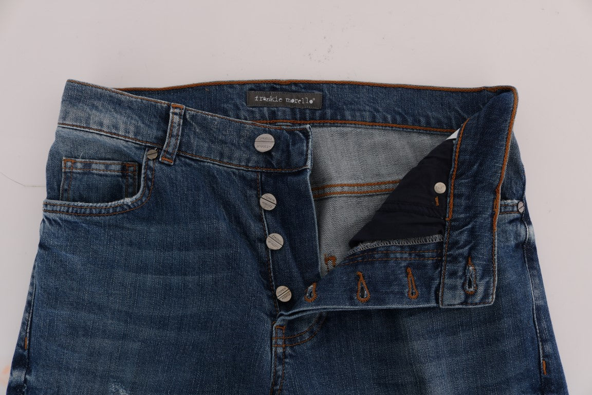 Blau verwaschene, zerrissene Dunfermile Slim Fit Jeans