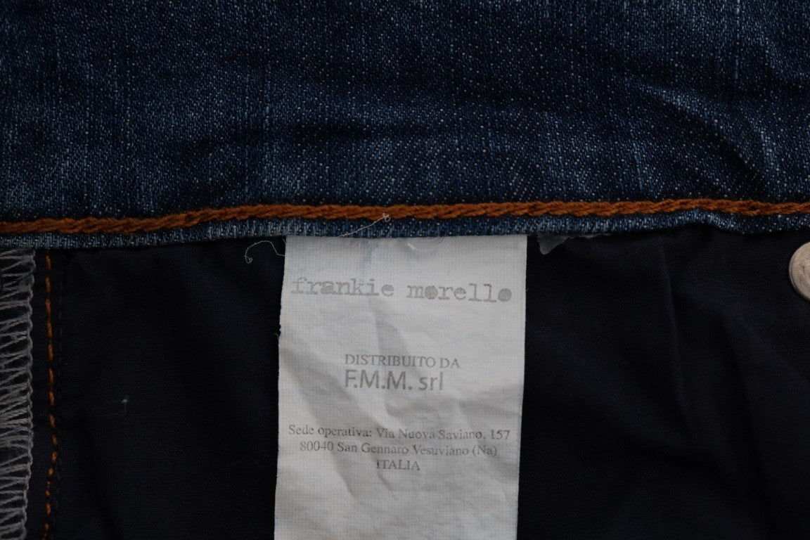 Blau verwaschene, zerrissene Dunfermile Slim Fit Jeans