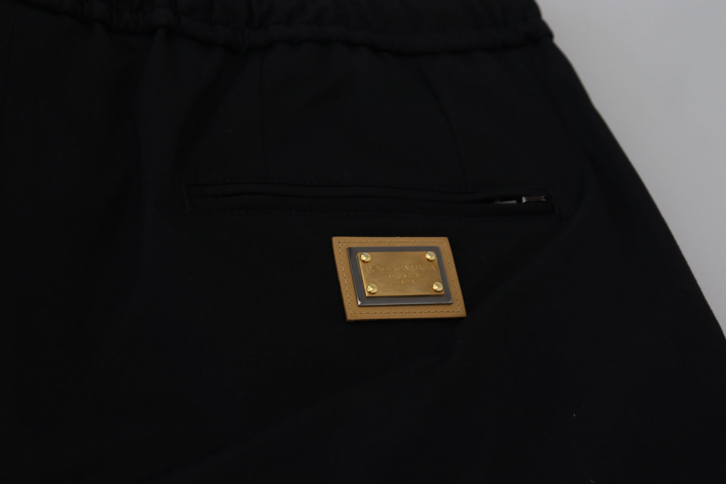 Schwarze, verkürzte Hose aus Baumwolle mit elastischem Bund und DG-Logo