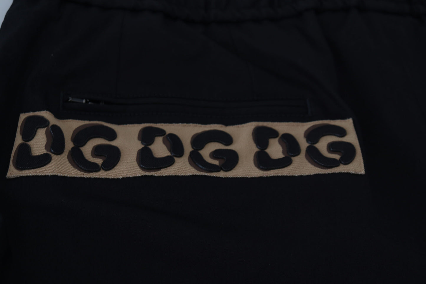 Schwarze, verkürzte Hose aus Baumwolle mit elastischem Bund und DG-Logo