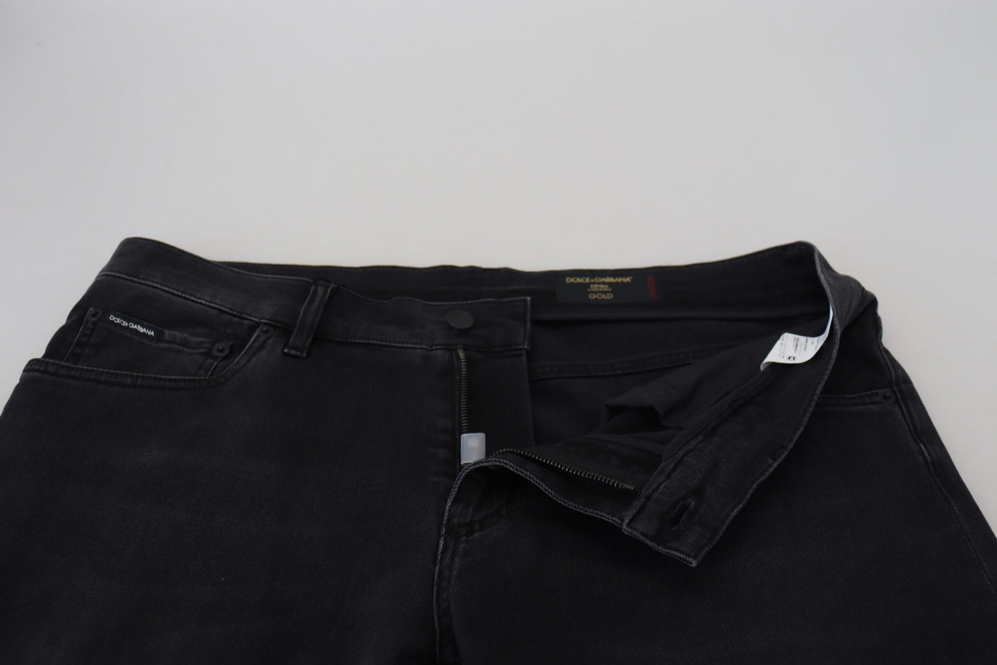 Schwarze Skinny-Jeans mit Engel-Stickerei