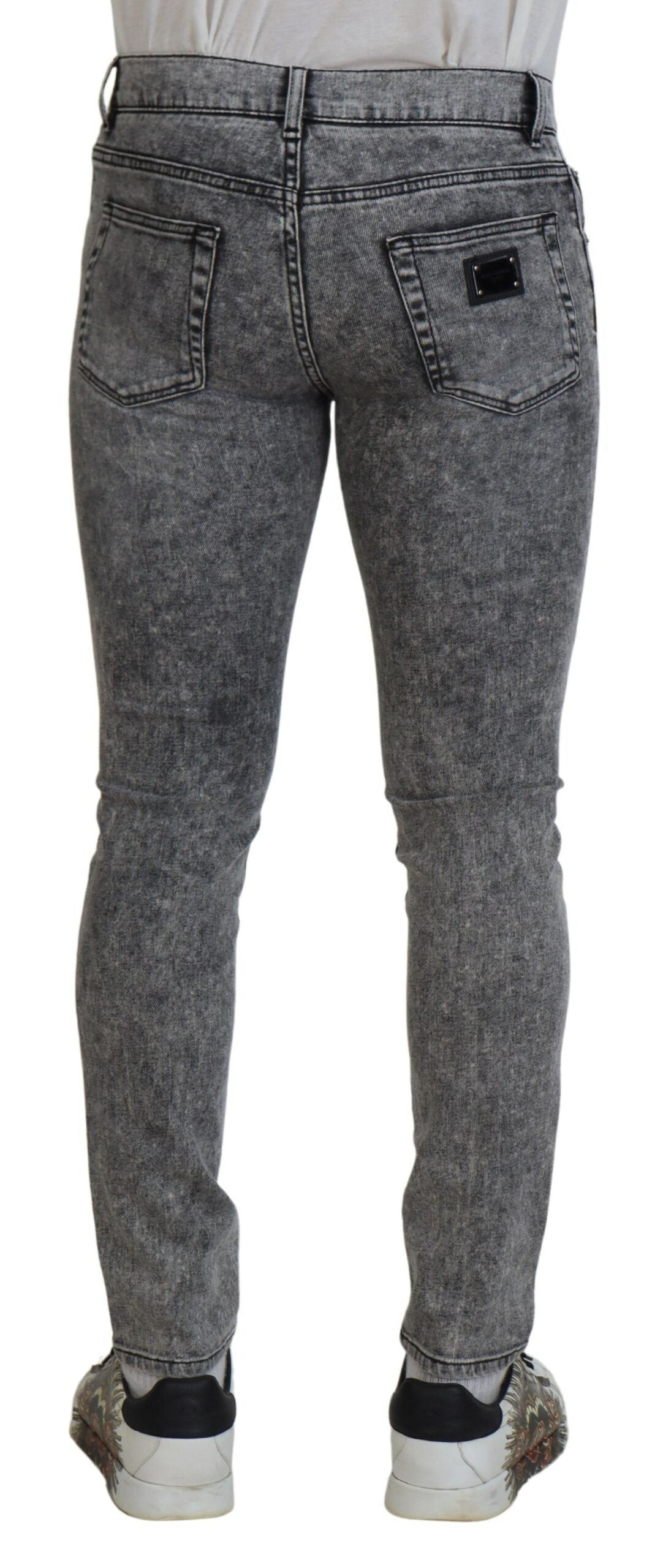 Graue Slim Fit Jeans aus gewaschener Baumwolle für Herren