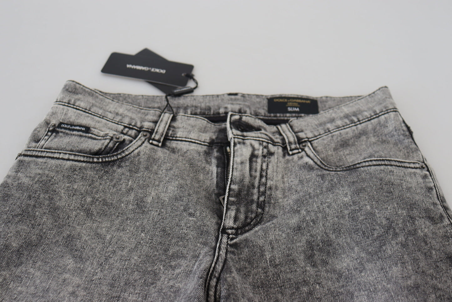 Graue Slim Fit Jeans aus gewaschener Baumwolle für Herren