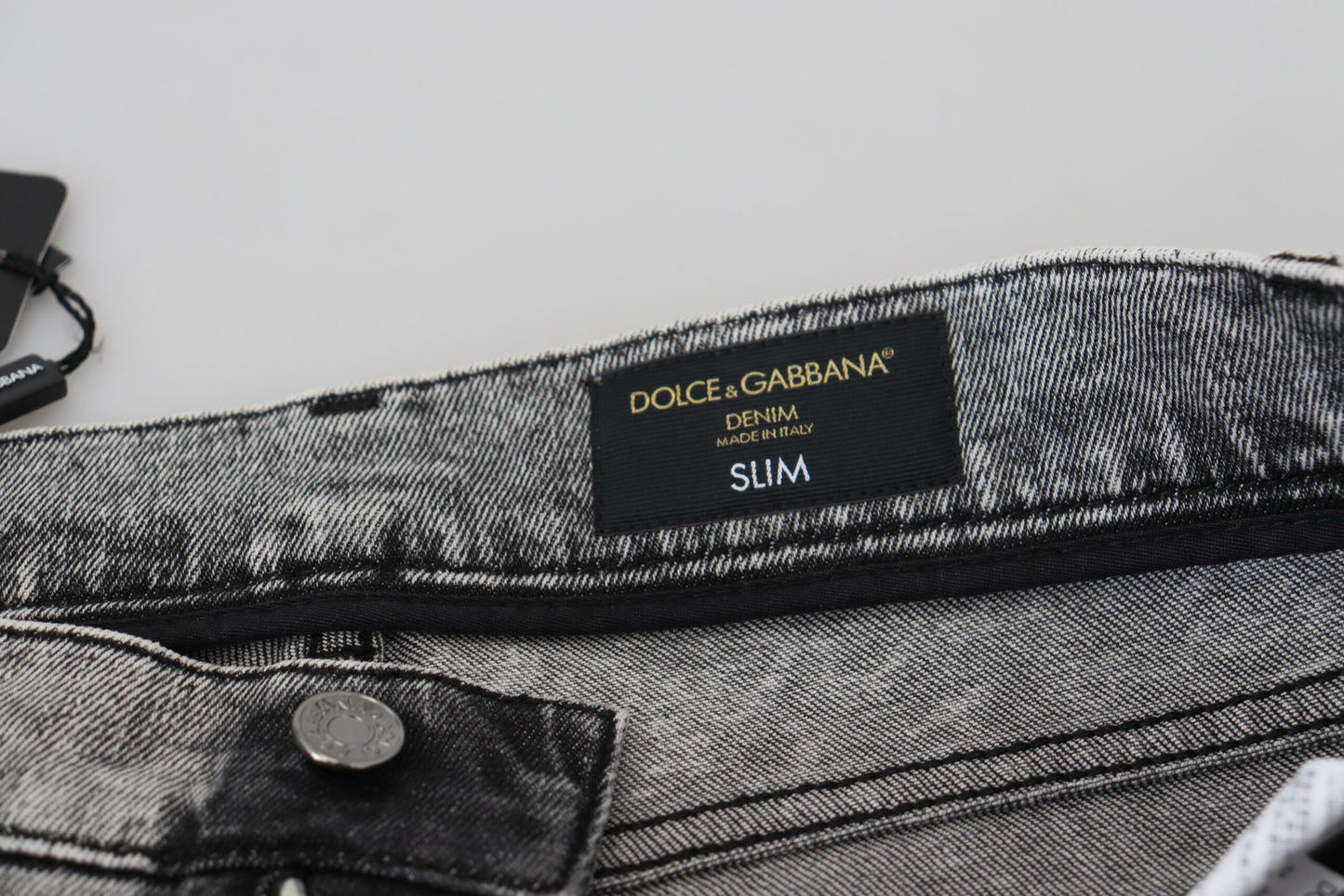 Graue Slim Fit Jeans aus gewaschener Baumwolle für Herren