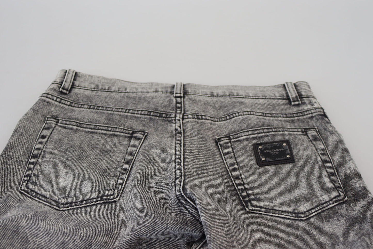 Graue Slim Fit Jeans aus gewaschener Baumwolle für Herren