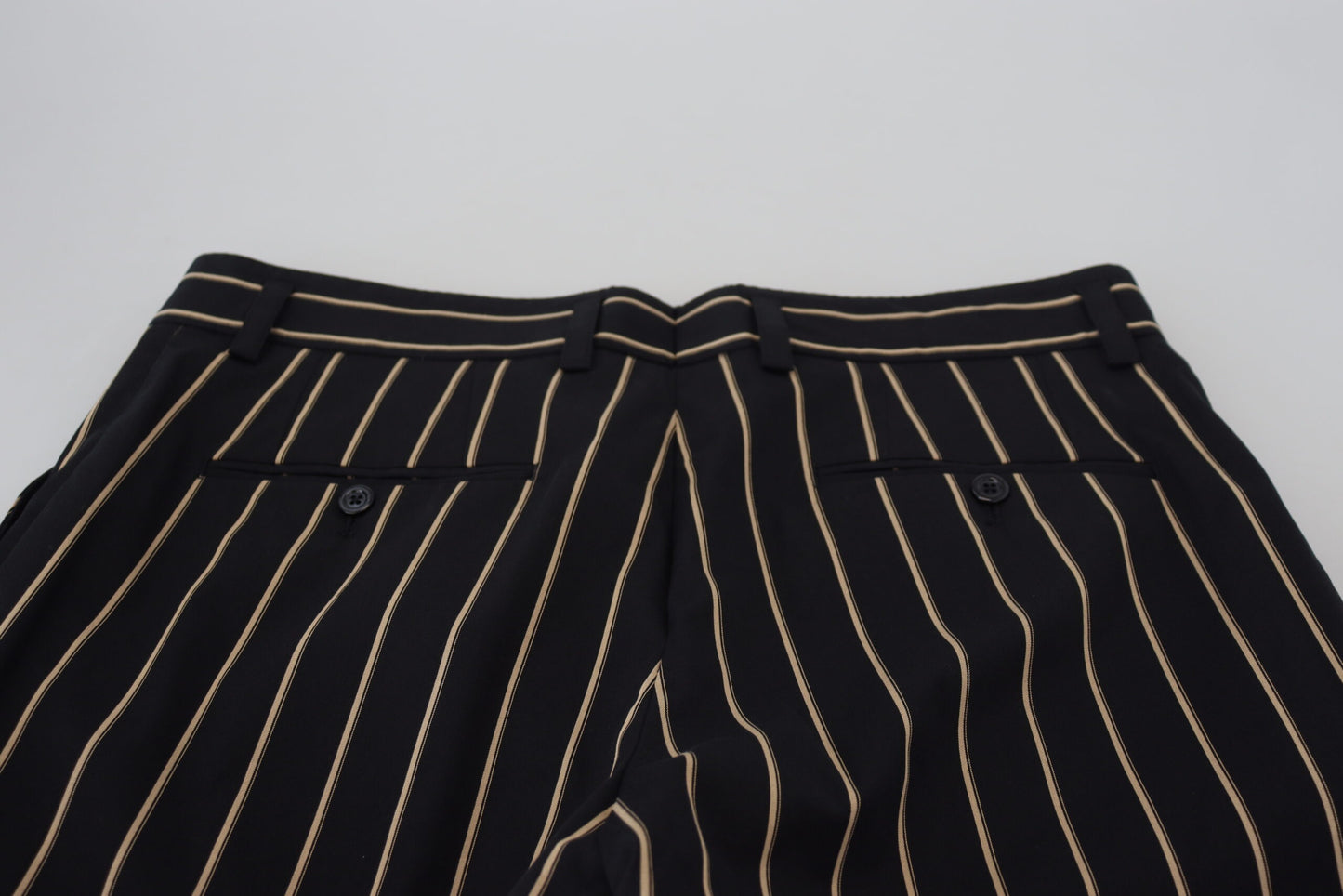 Schwarz-beige gestreifte Baumwoll-Stretchhose