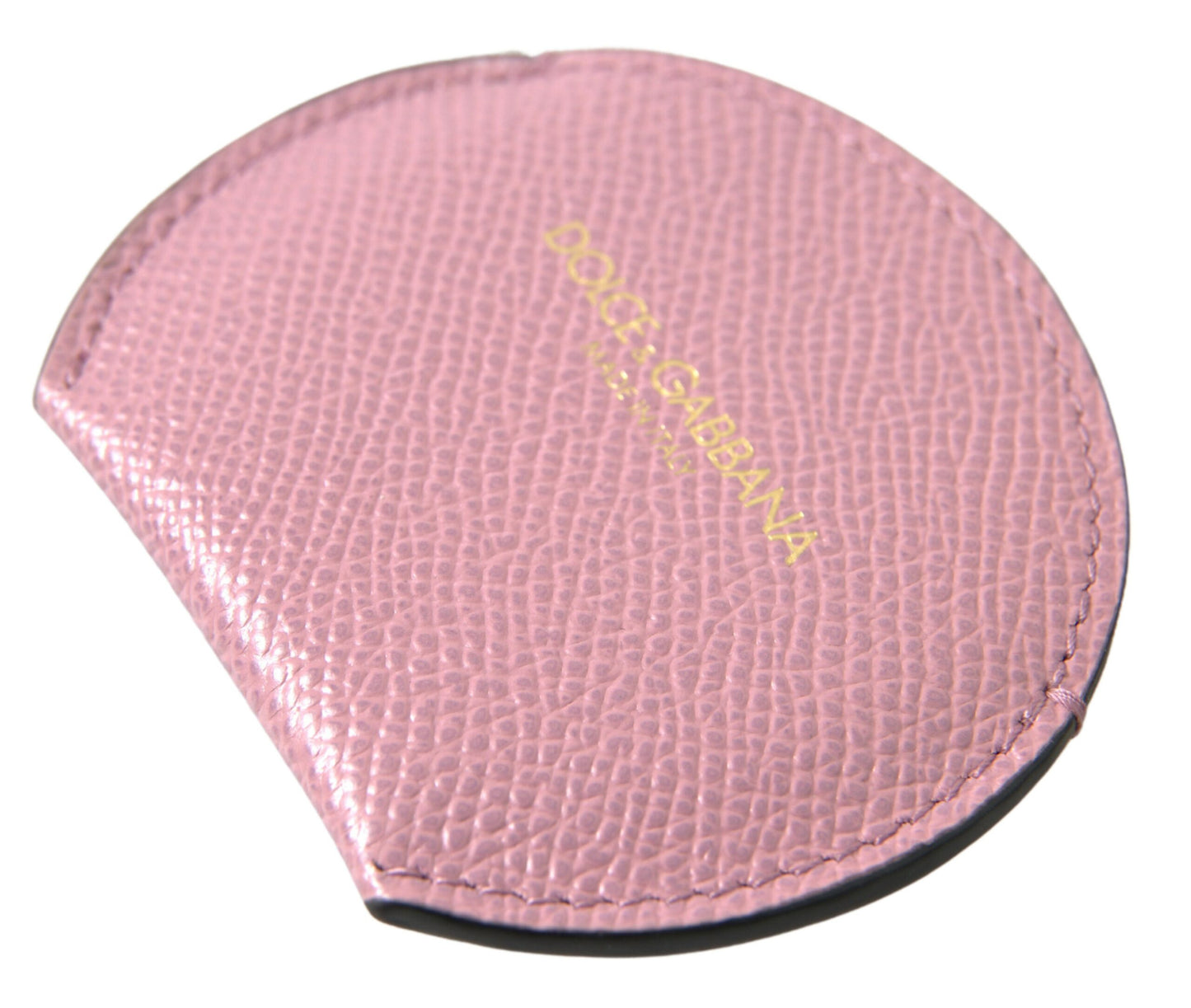 Handspiegelhalter aus rosa Kalbsleder mit rundem Logo-Print
