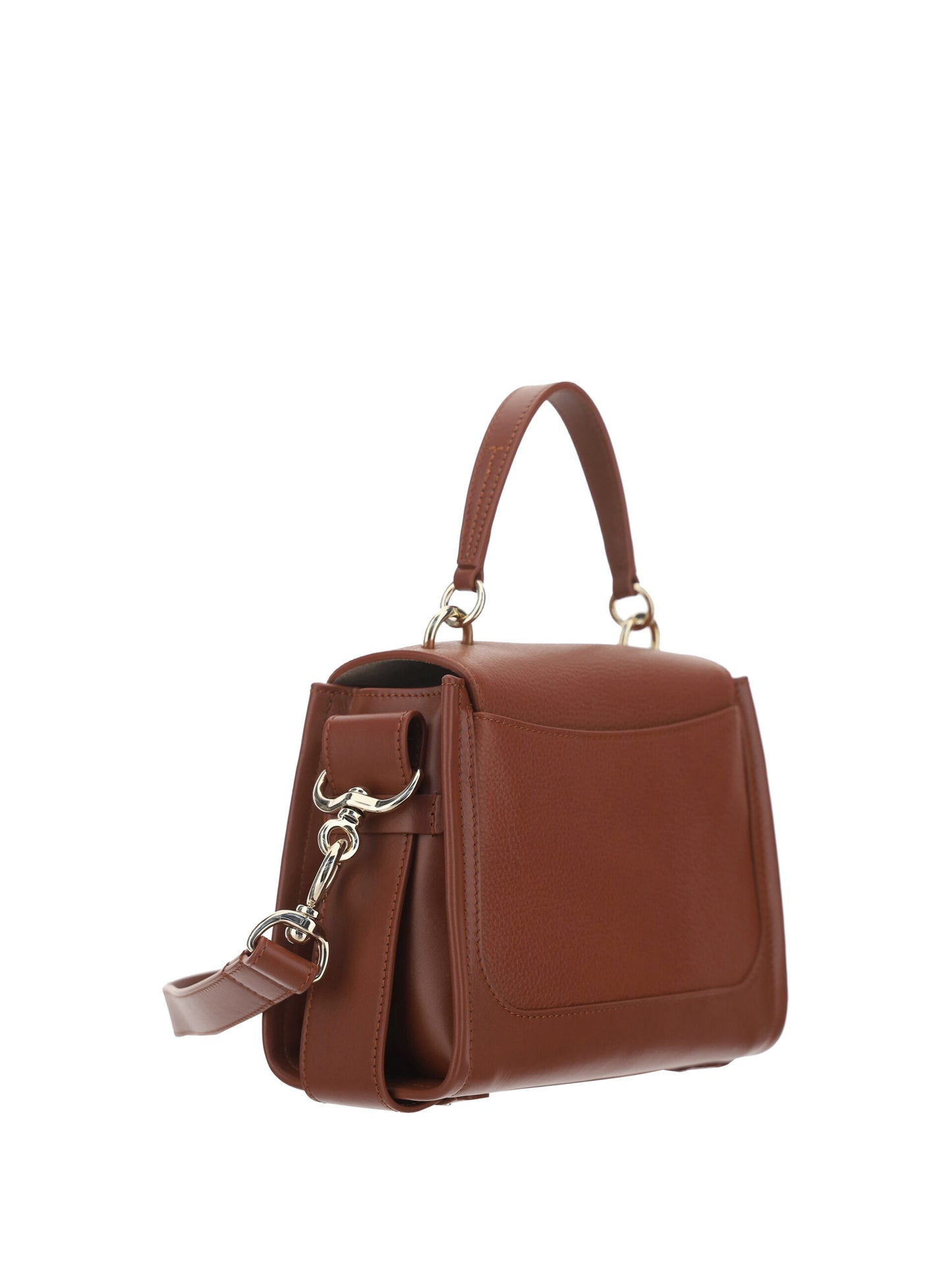Elegante Schultertasche aus Kalbsleder in Sepiabraun