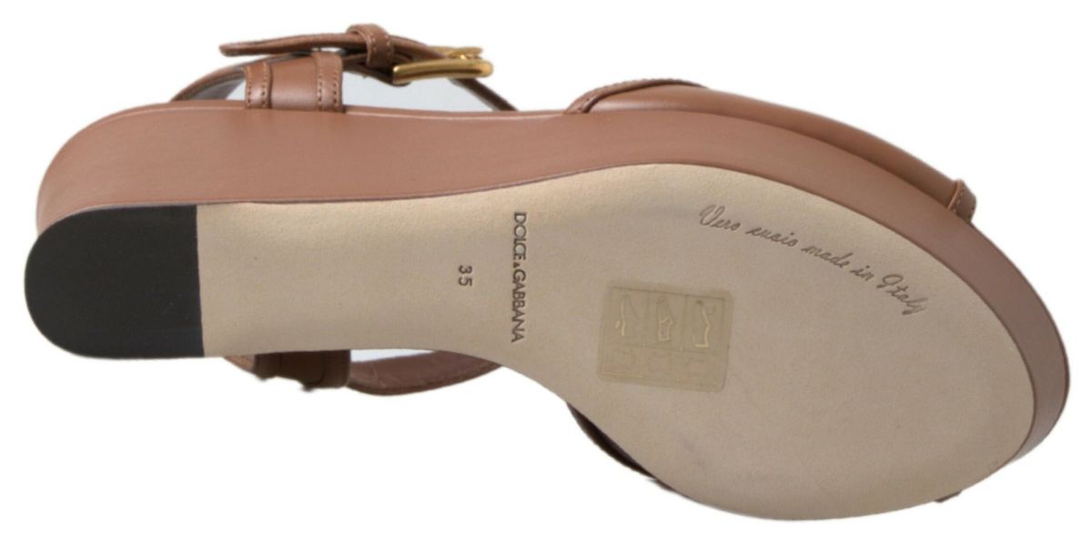 Braune Leder AMORE Keilsandalen Schuhe