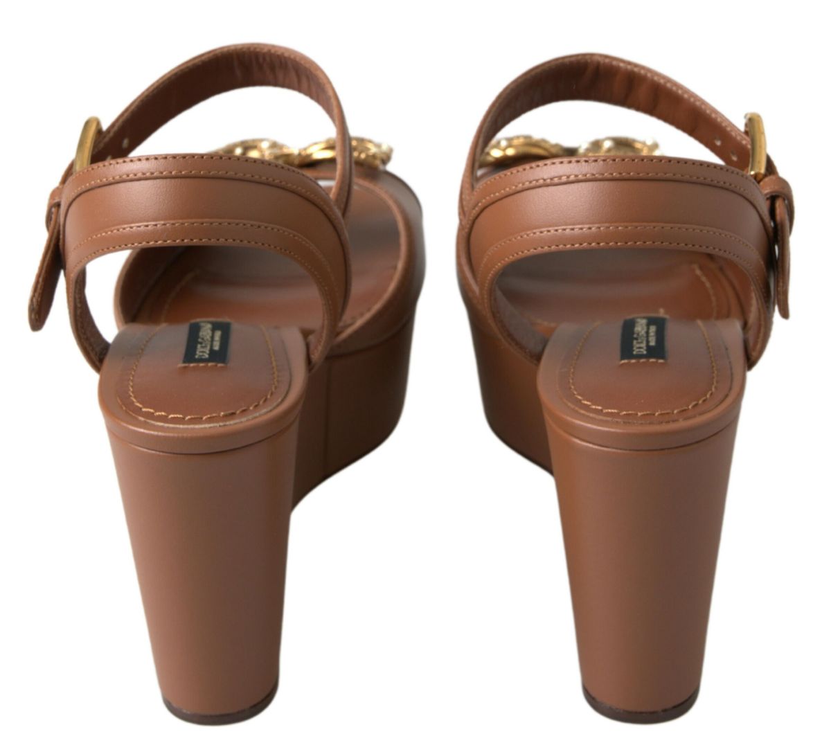 Braune Leder AMORE Keilsandalen Schuhe