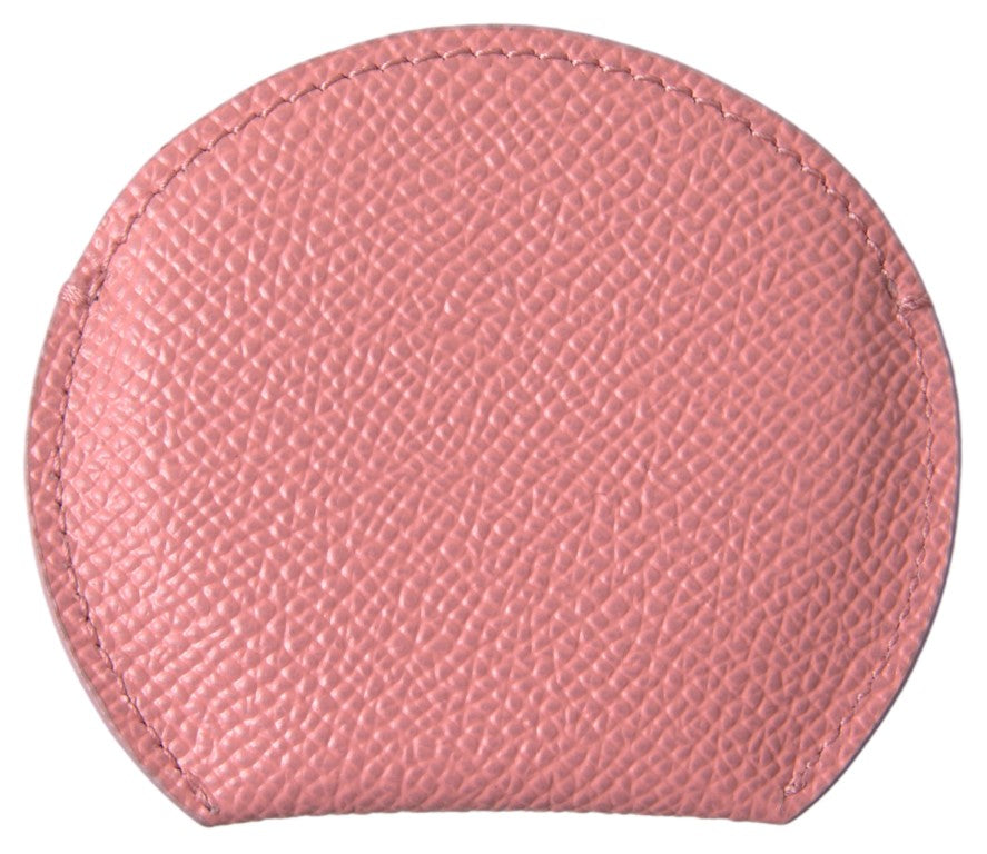 Runder Spiegelhalter aus rosa Kalbsleder
