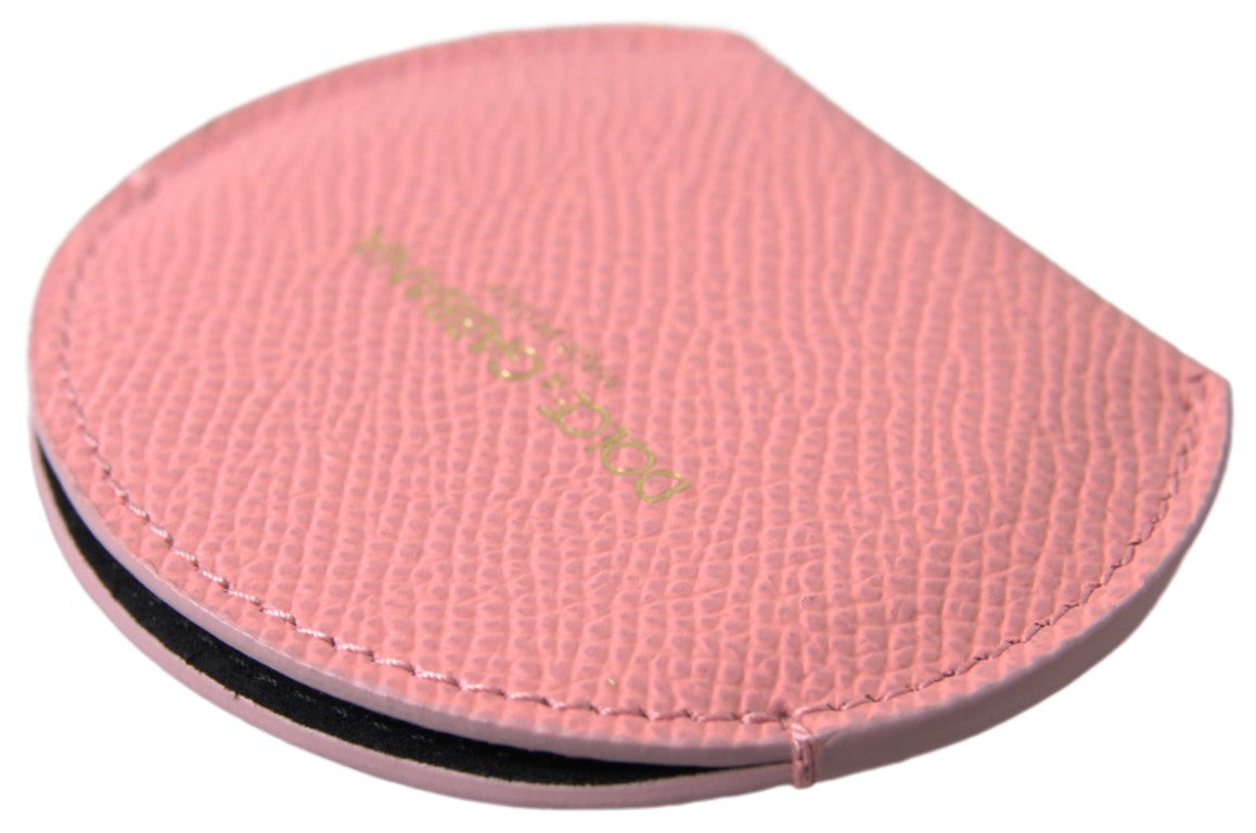 Runder Spiegelhalter aus rosa Kalbsleder