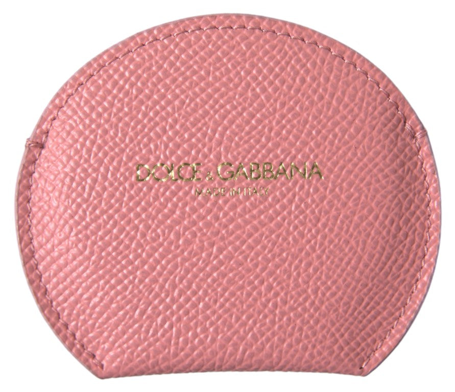 Runder Spiegelhalter aus rosa Kalbsleder