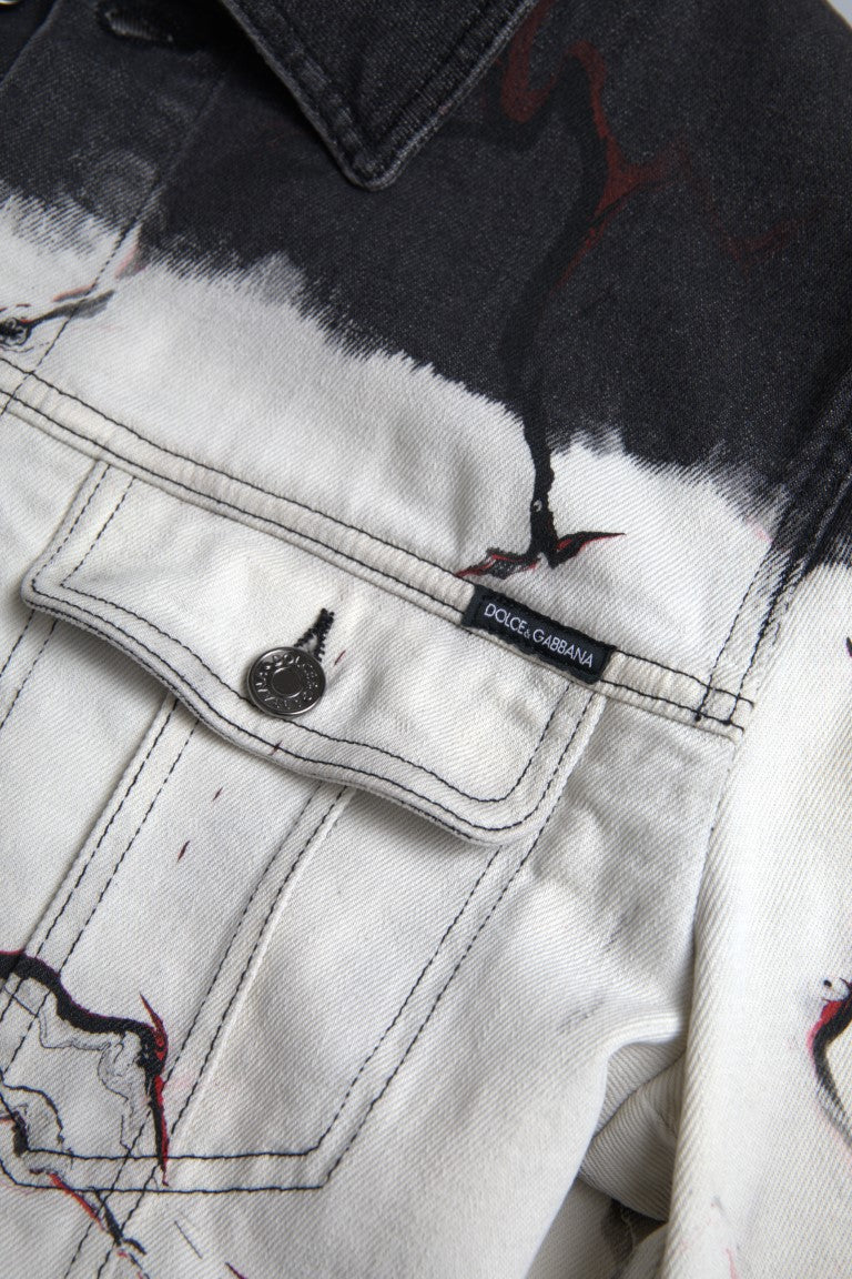 Mehrfarbige Jeansjacke aus Baumwolle mit Kragen