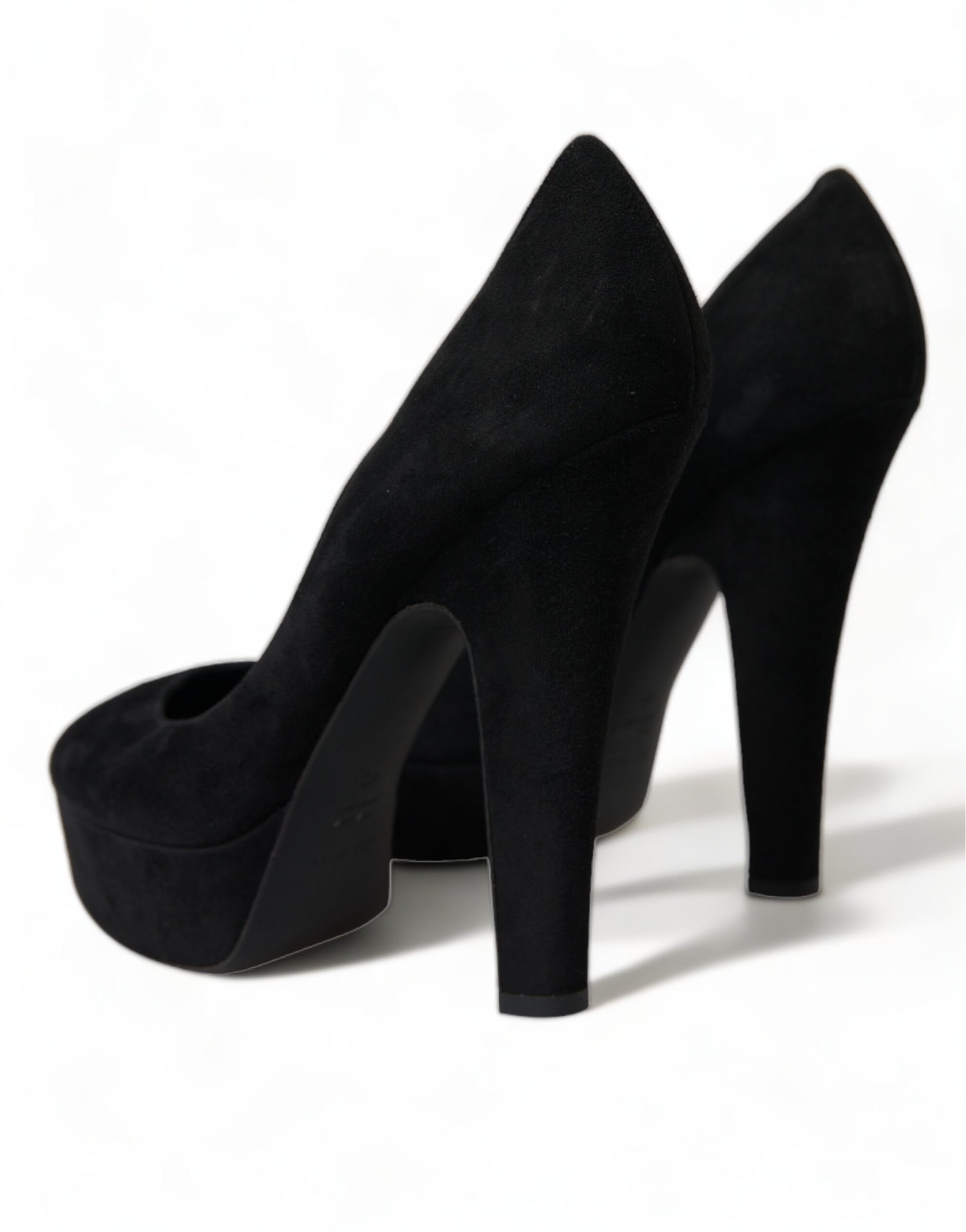 Schwarze Wildleder-Pumps mit Plateauabsatz