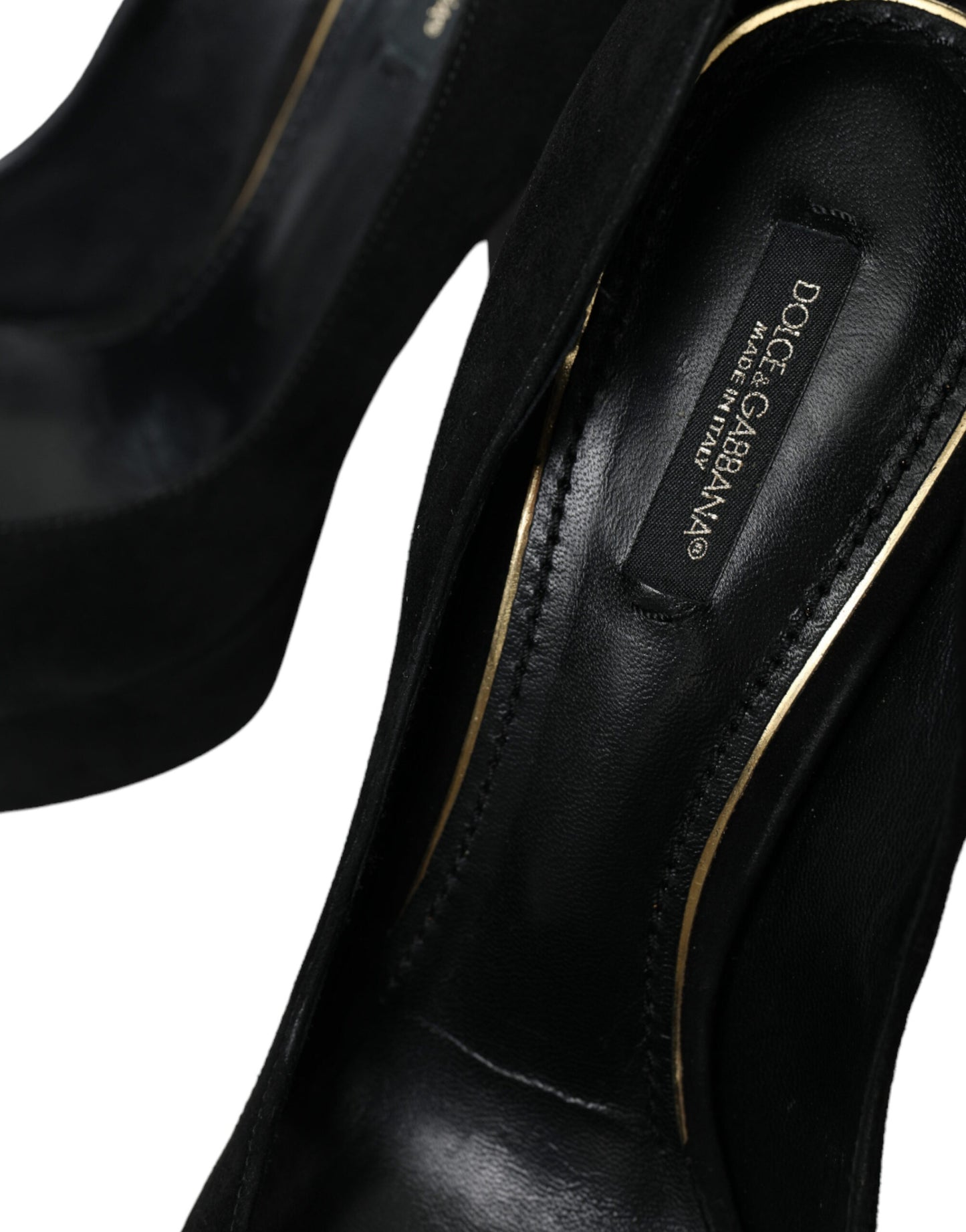 Schwarze Wildleder-Pumps mit Plateauabsatz