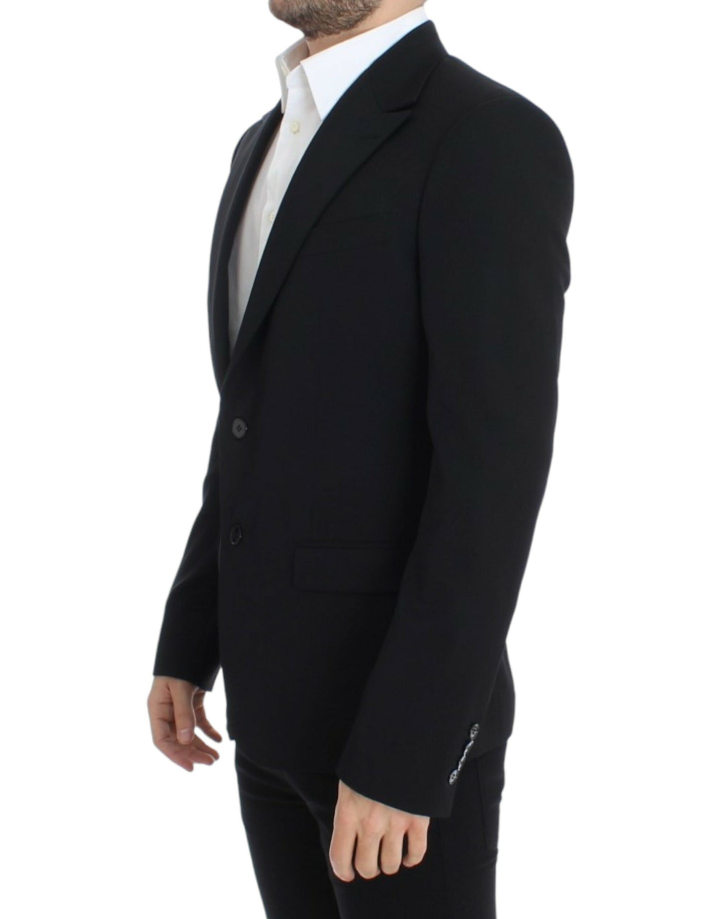 Schwarzer Slim Fit-Blazer aus Wolle