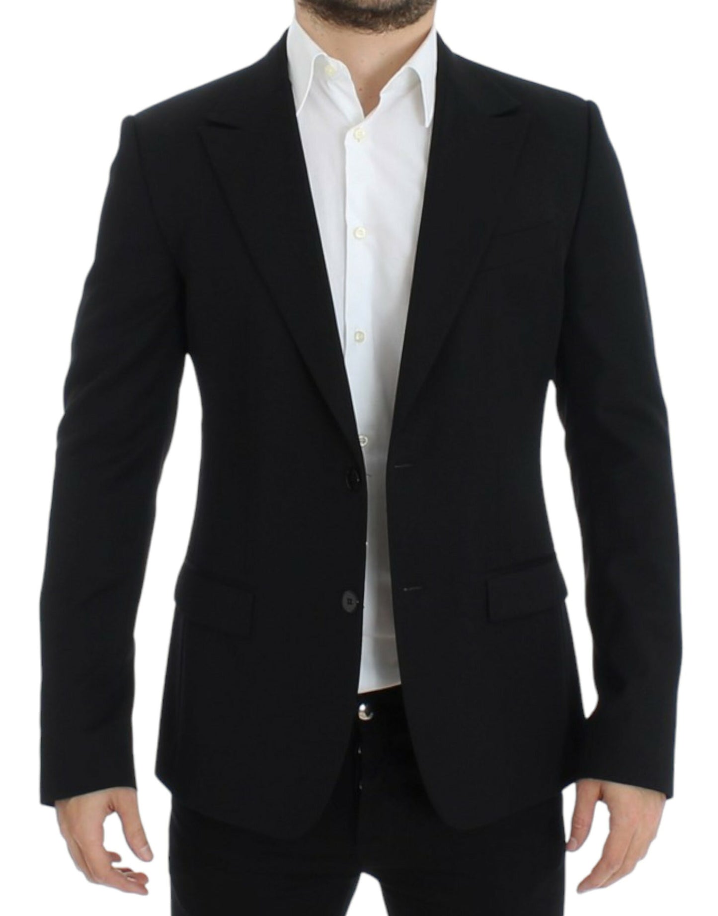 Schwarzer Slim Fit-Blazer aus Wolle