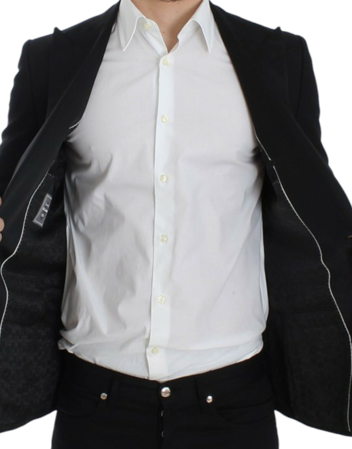 Schwarzer SICILIA-Blazer aus Wolle und Seide