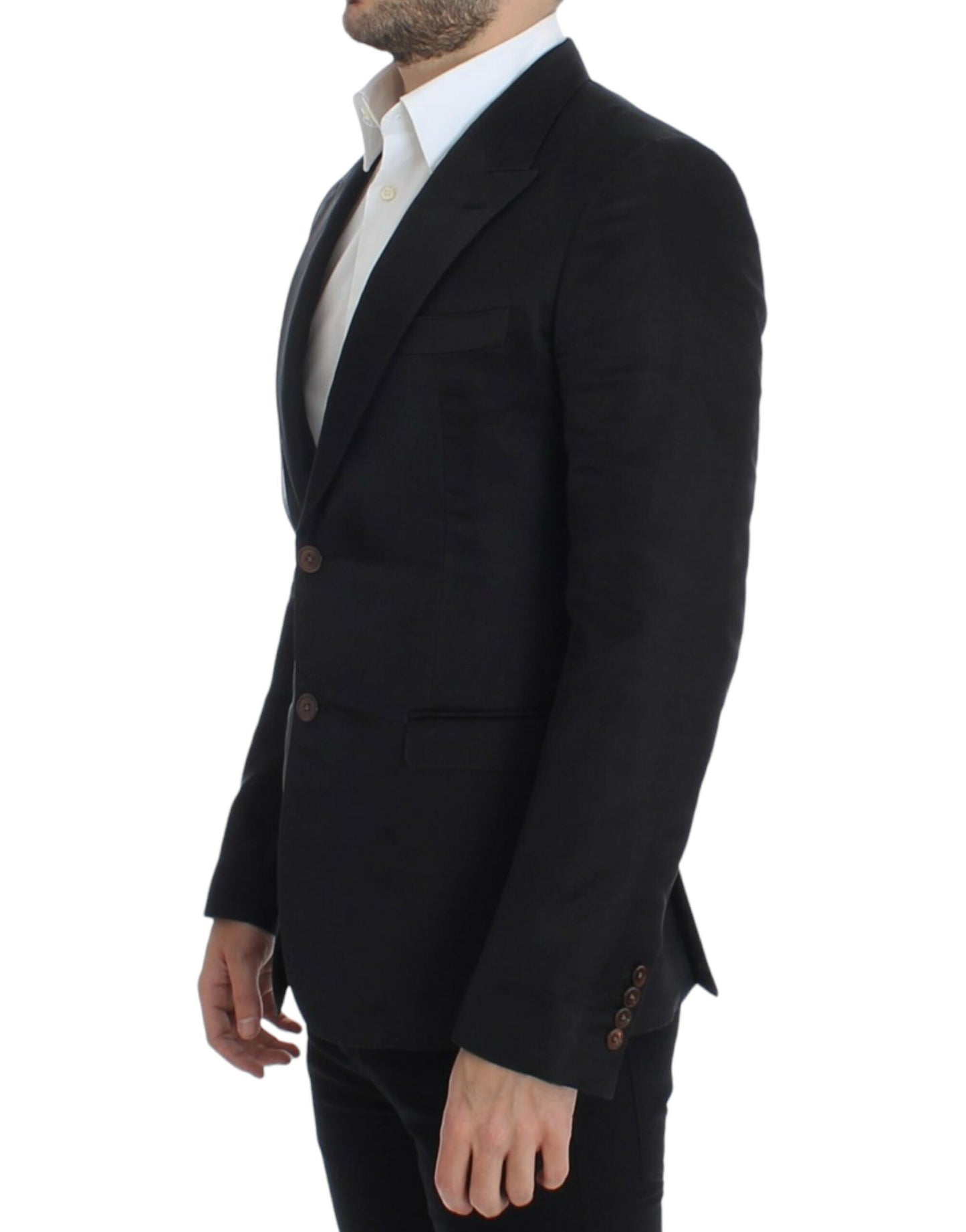 Schwarzer Slim-Fit-Blazer aus Seide