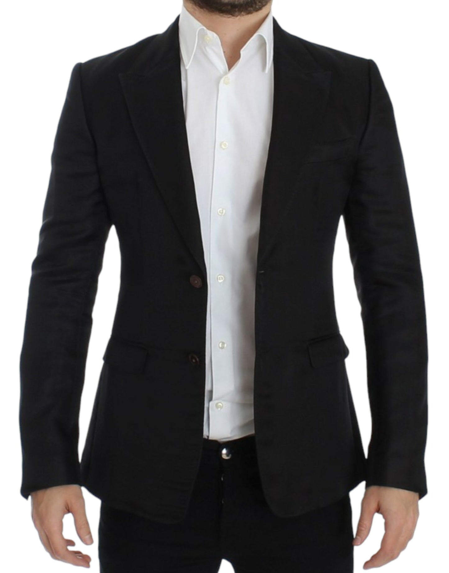 Schwarzer Slim-Fit-Blazer aus Seide