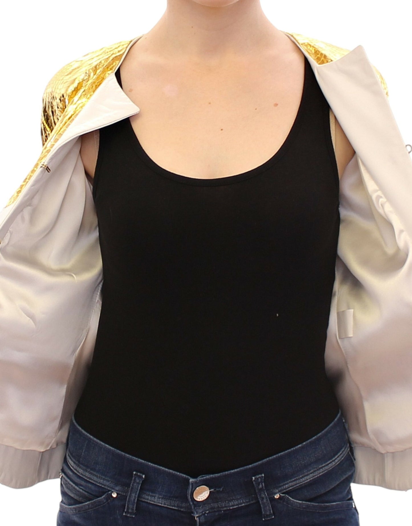 Weißgold-lila Lederjacke
