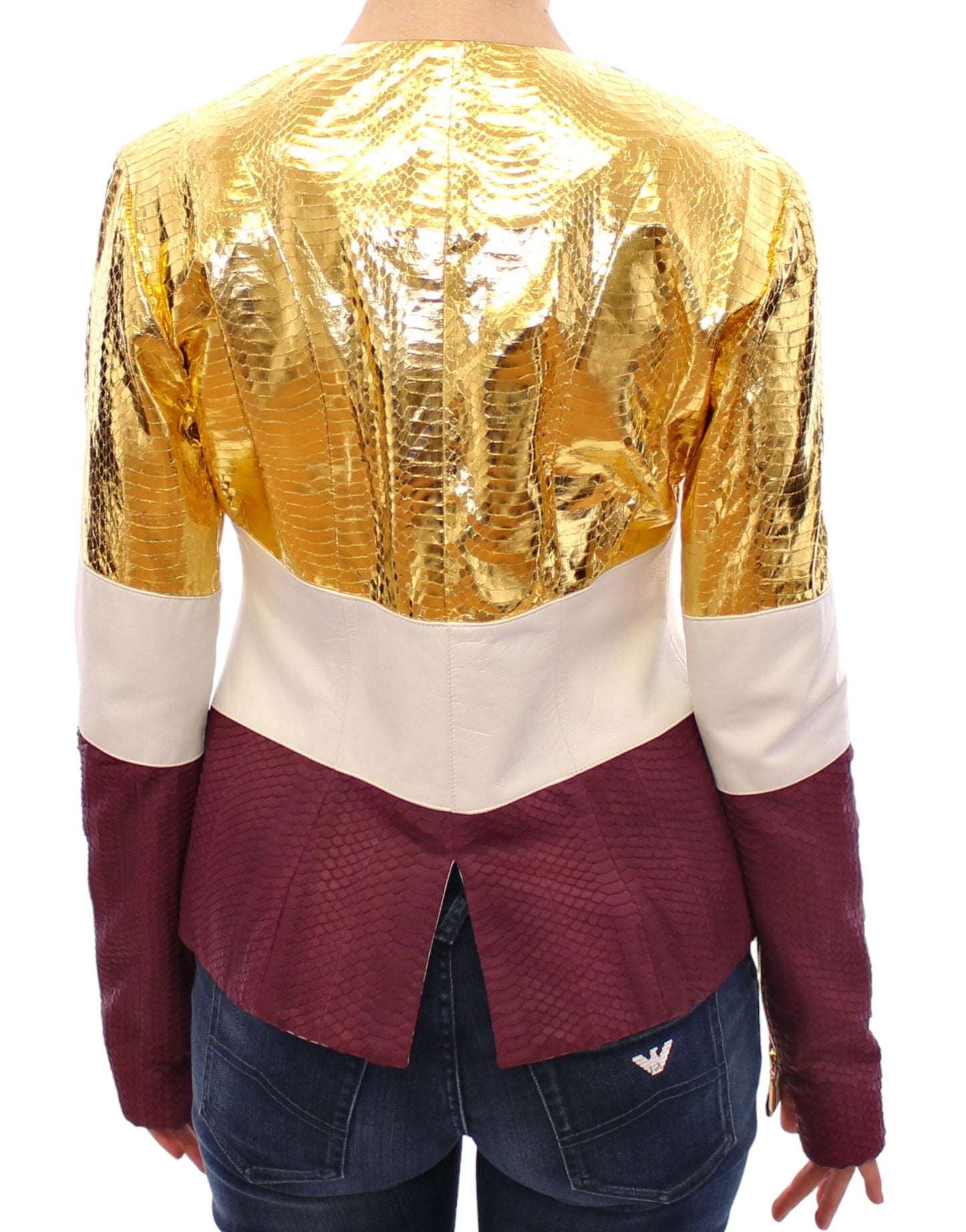 Weißgold-lila Lederjacke