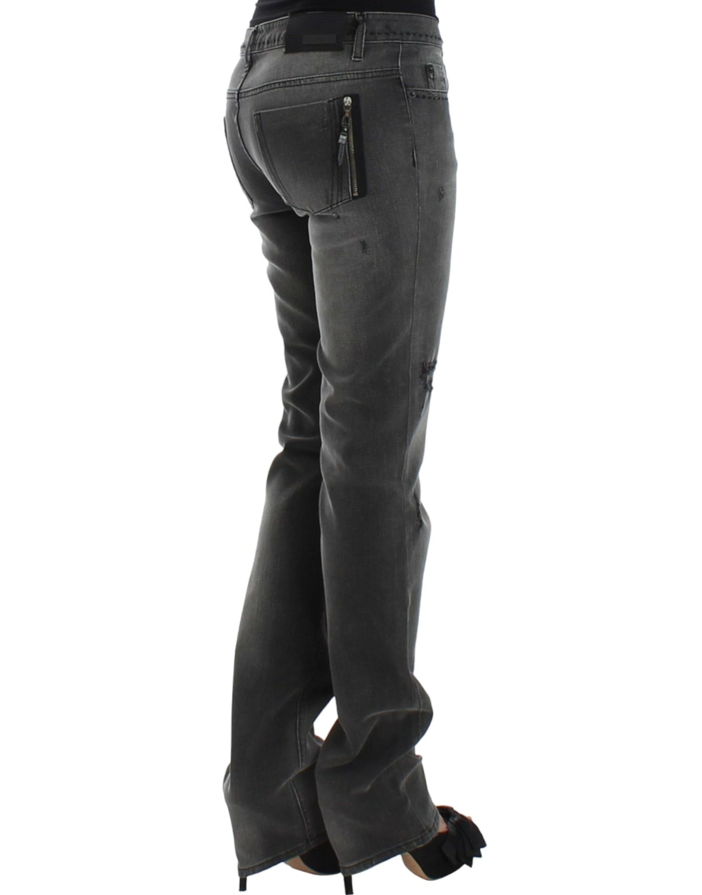 Graue Jeans mit geradem Bein