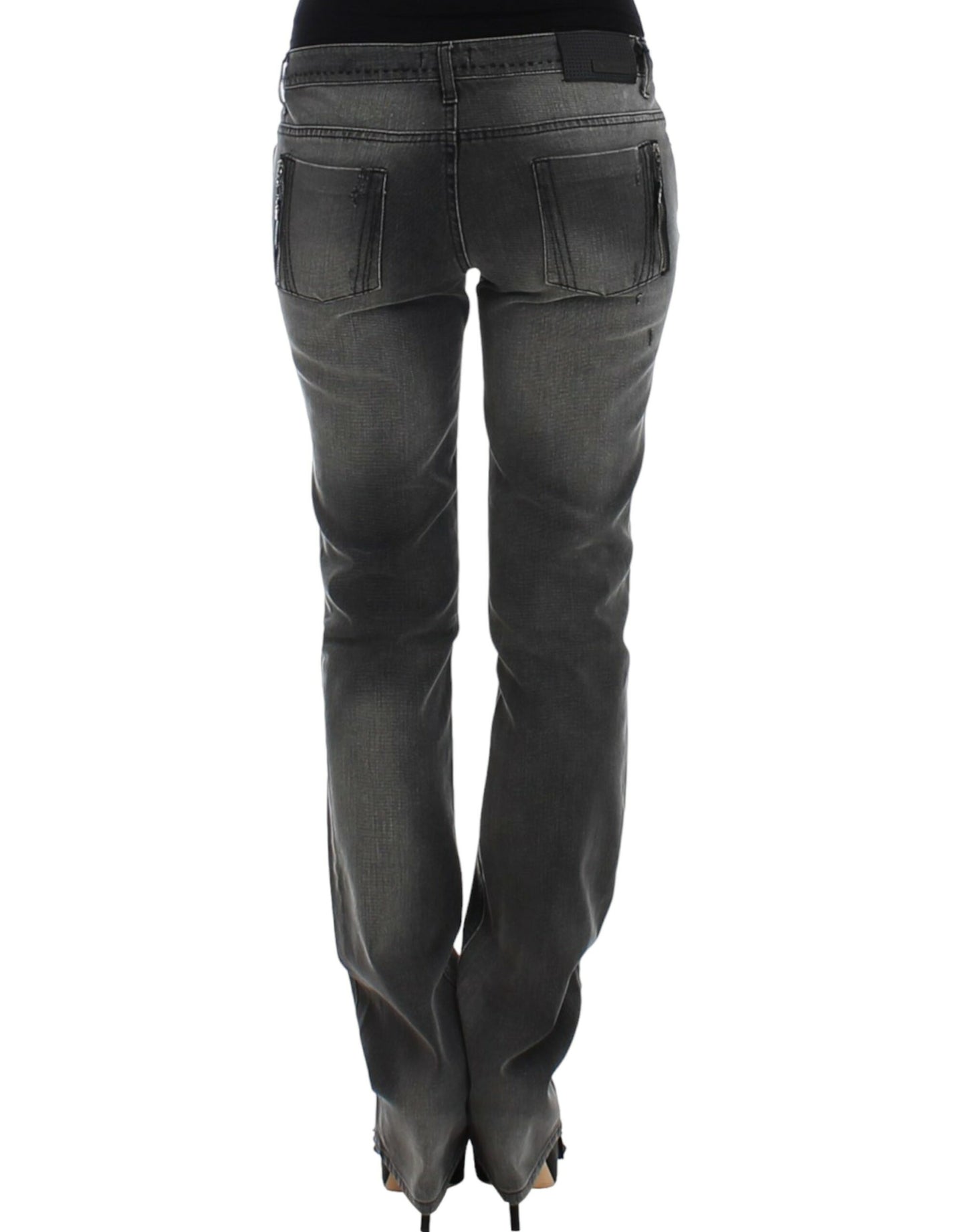 Graue Jeans mit geradem Bein