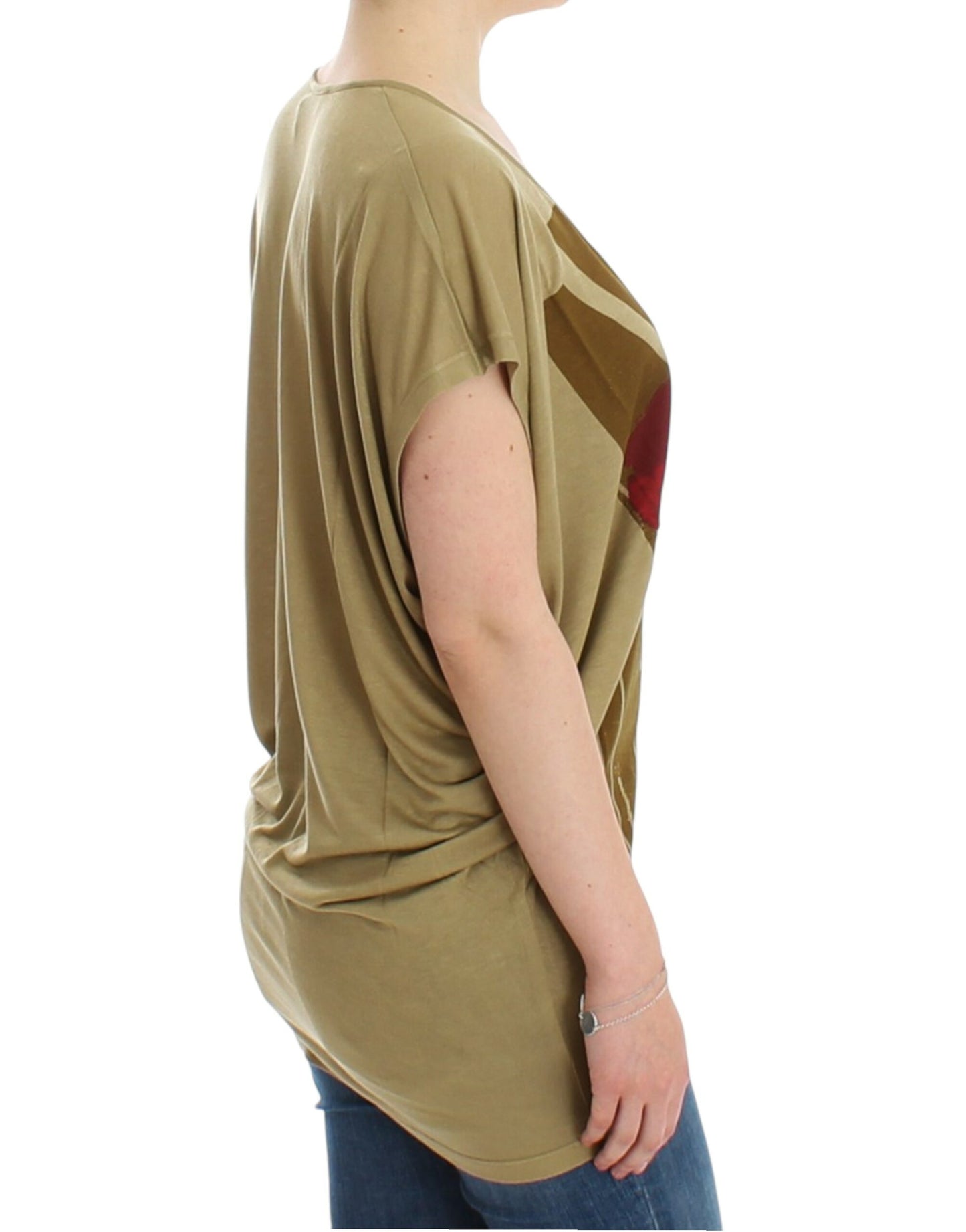 Grünes Kurzarm-T-Shirt mit Aufdruck