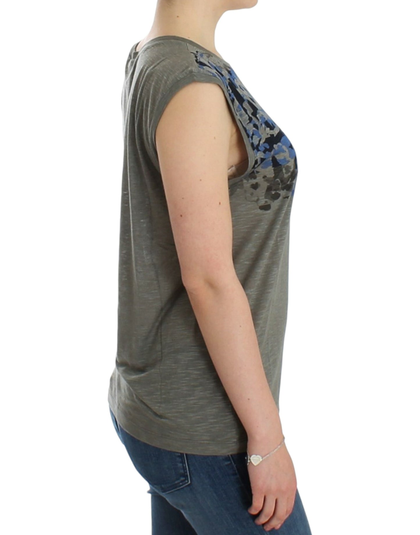 Ärmelloses T-Shirt mit grauem Aufdruck