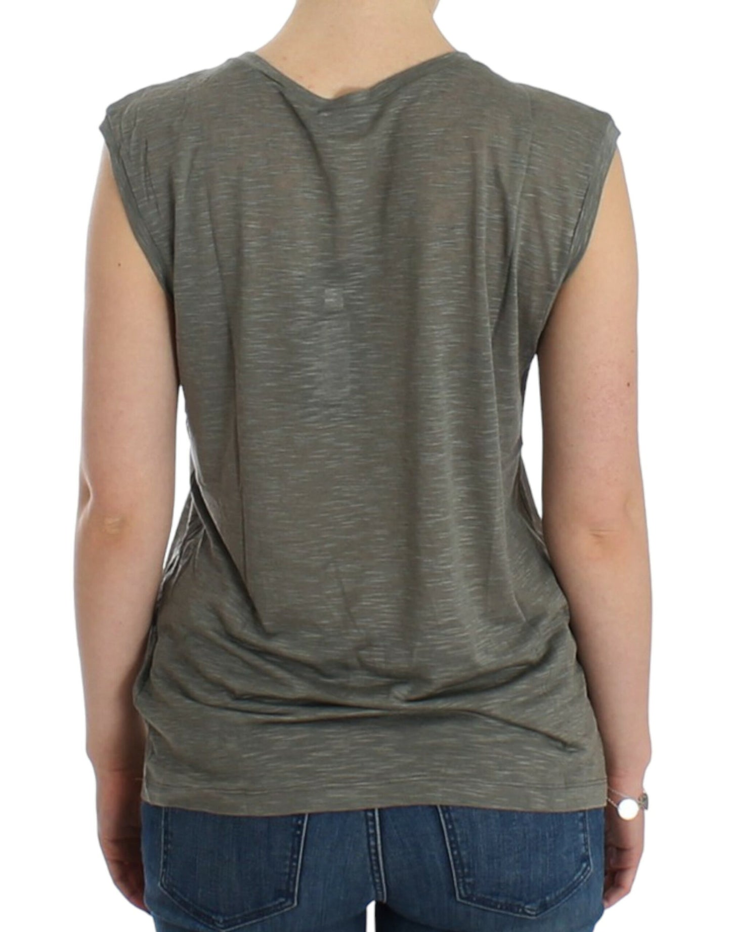 Ärmelloses T-Shirt mit grauem Aufdruck