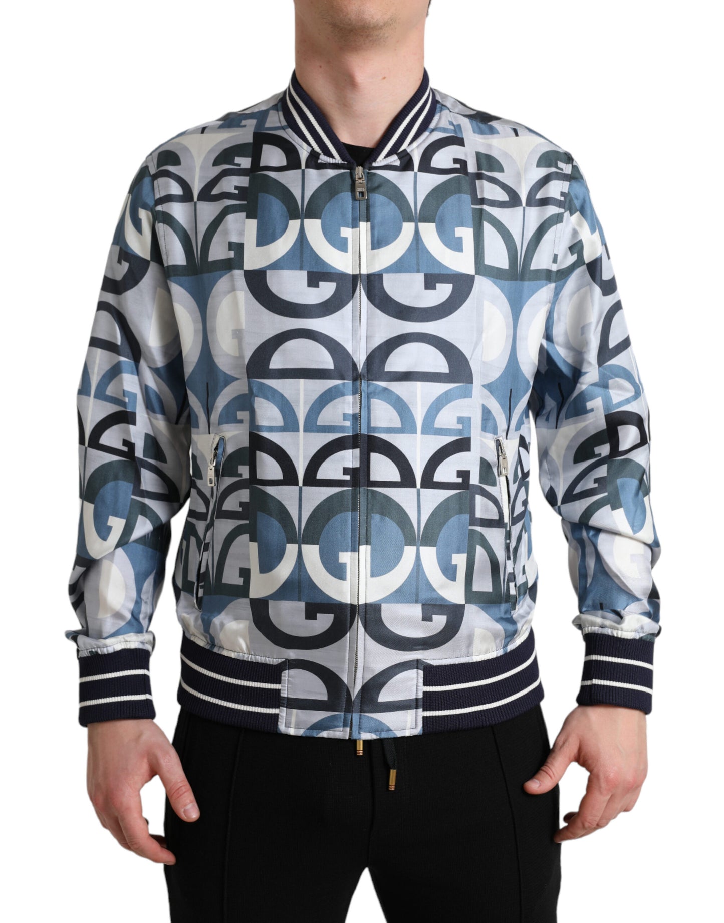 Mehrfarbige Bomber-Blousonjacke mit Logo-Print