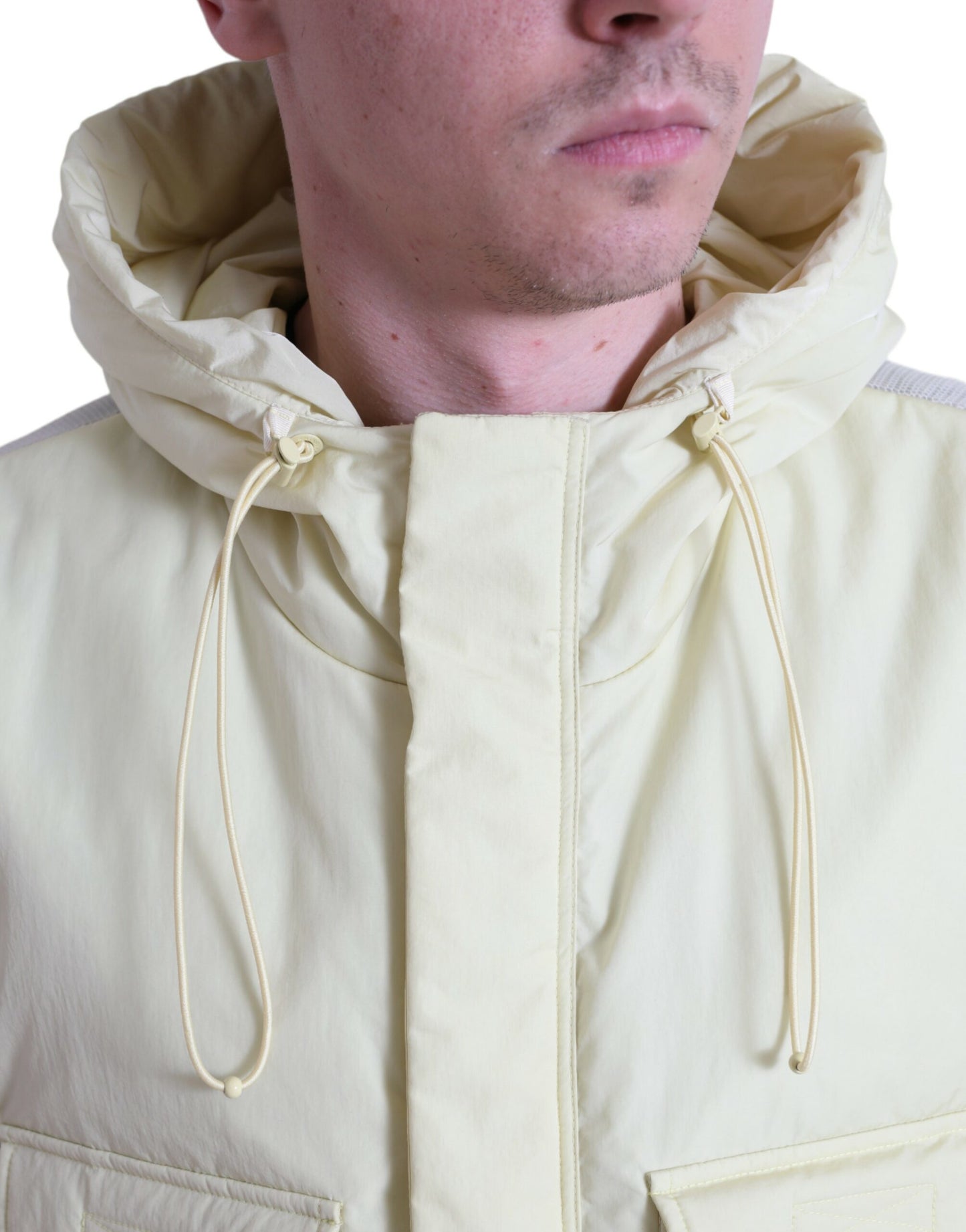 Gelbe Sportweste aus Nylon mit Kapuze