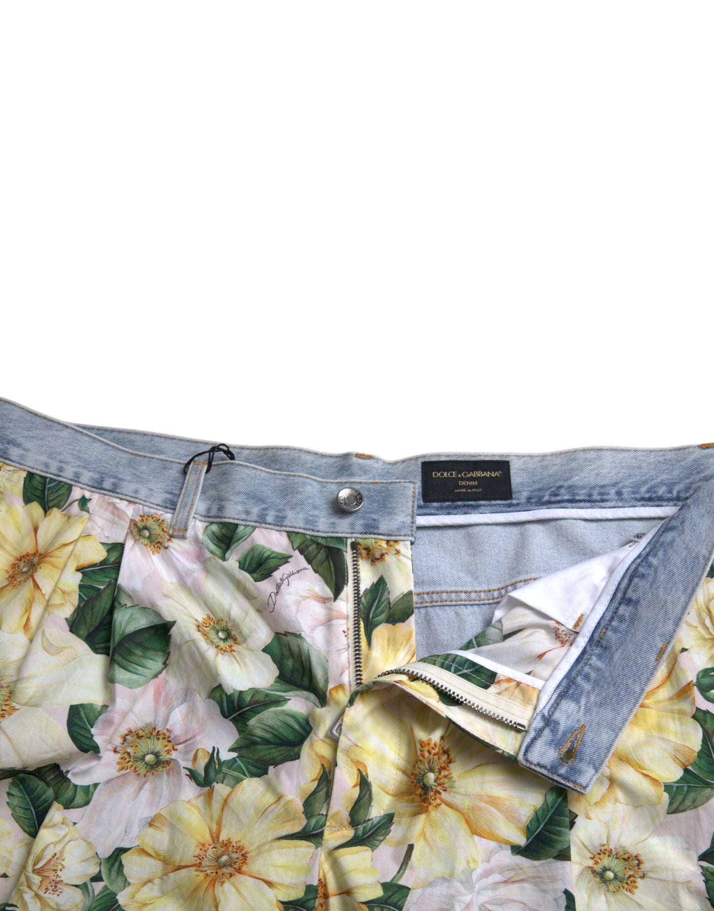Mehrfarbige Bermudashorts aus Denim mit Blumenmuster