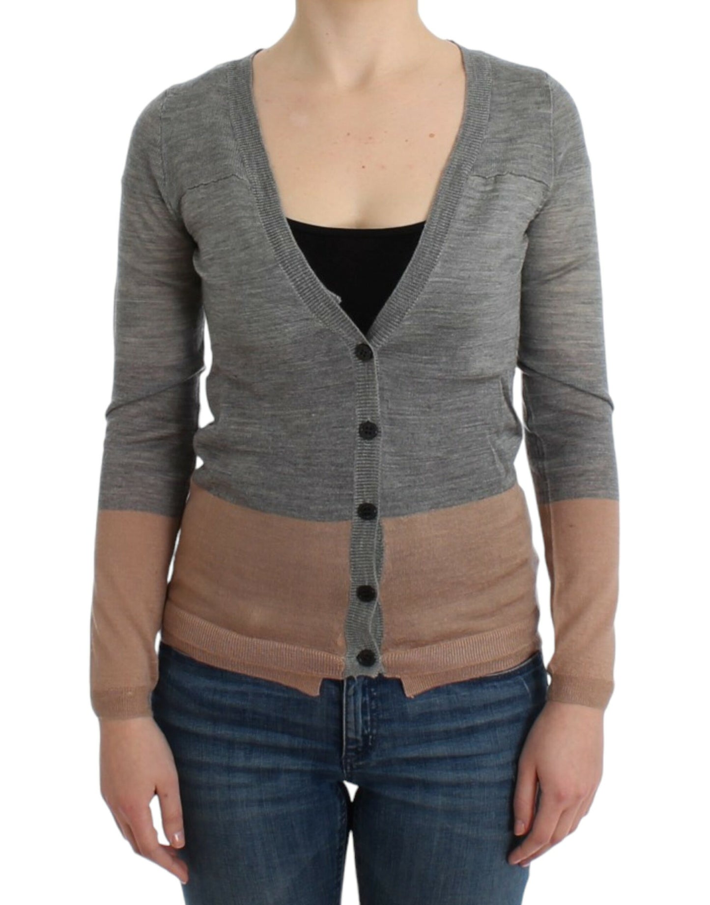 Graue leichte Strickjacke