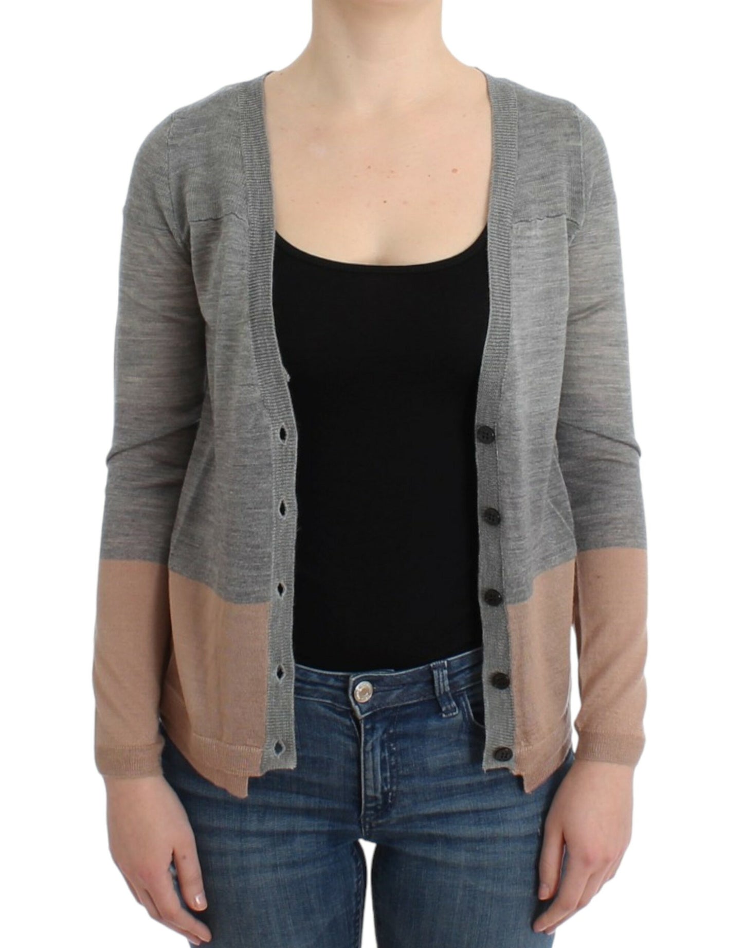 Graue leichte Strickjacke