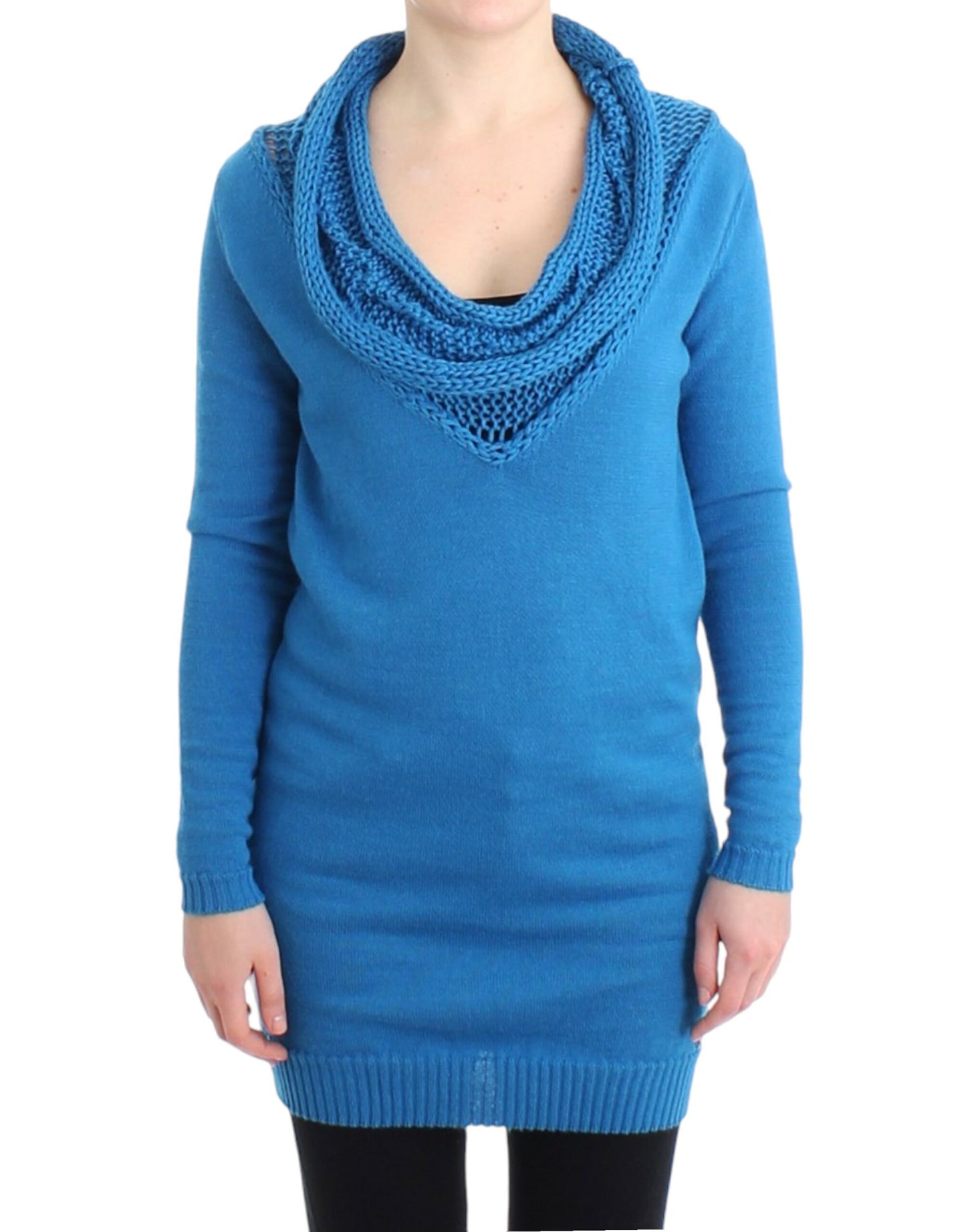Blauer Pullover mit Rundhalsausschnitt