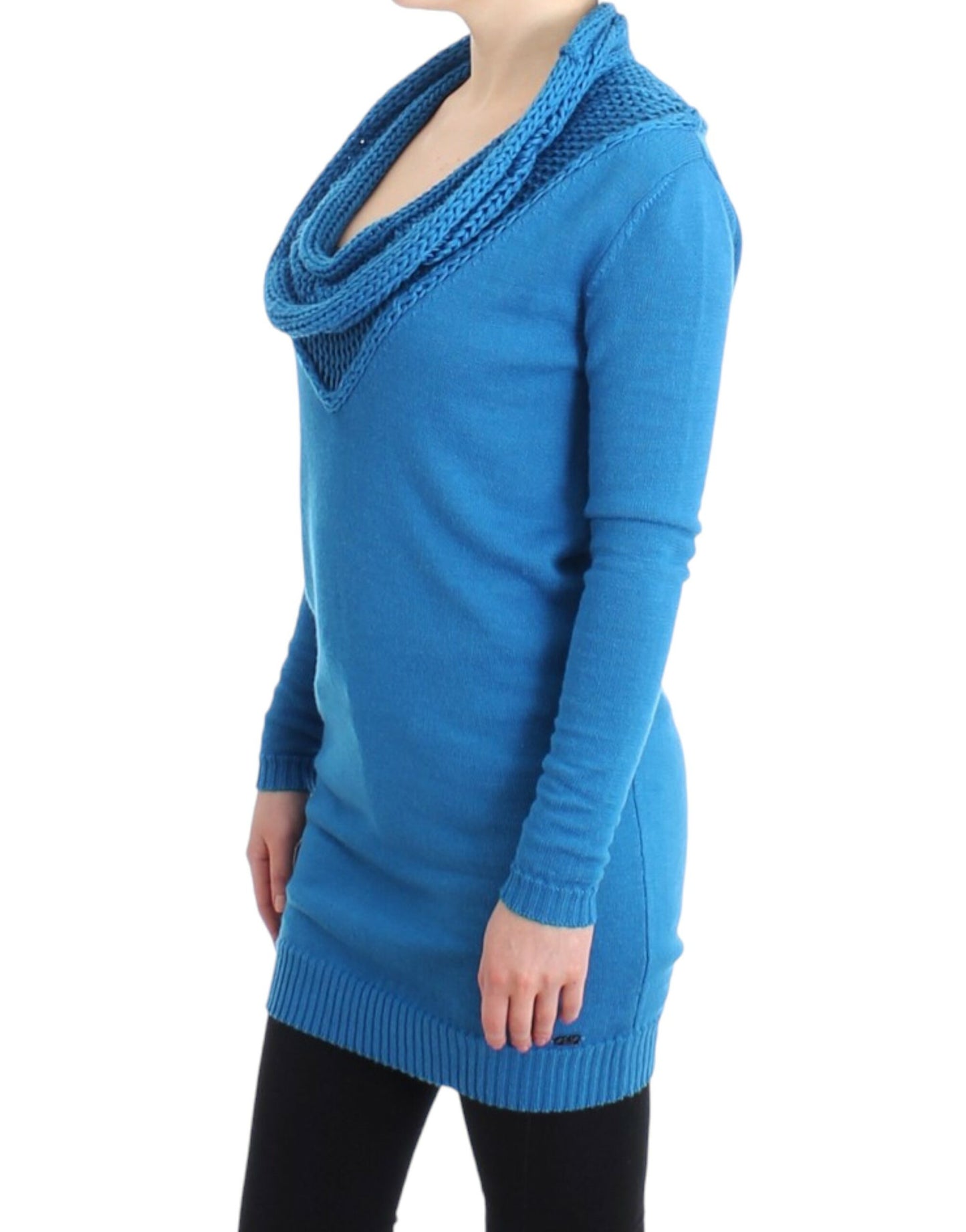 Blauer Pullover mit Rundhalsausschnitt